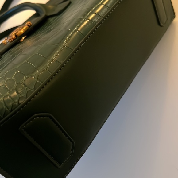 Rich Green Croco Print Bag 12”x9”x4”